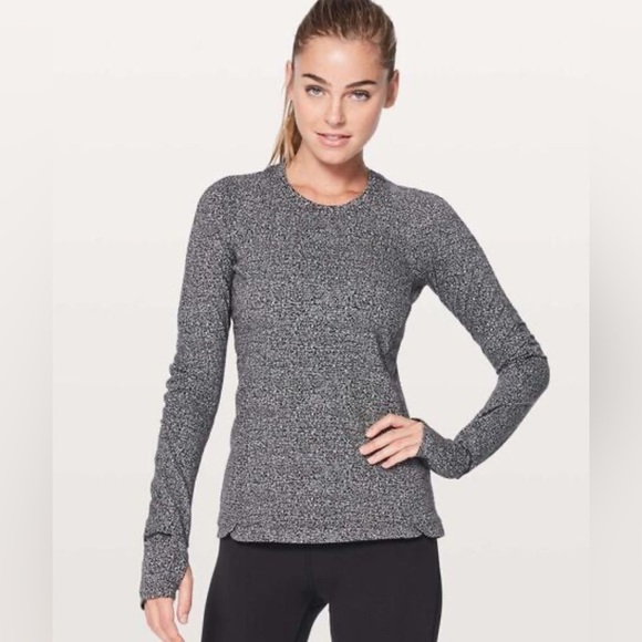 Lululemon Runderful Long Sleeve Reconnect Jacquard Running Luon White Black Sz 8 - Picture 1 of 16